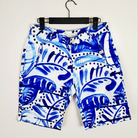 richards Other - Richards UK Linen Watercolor Old Money  Bermuda Resord Tropical Golf Shorts 38